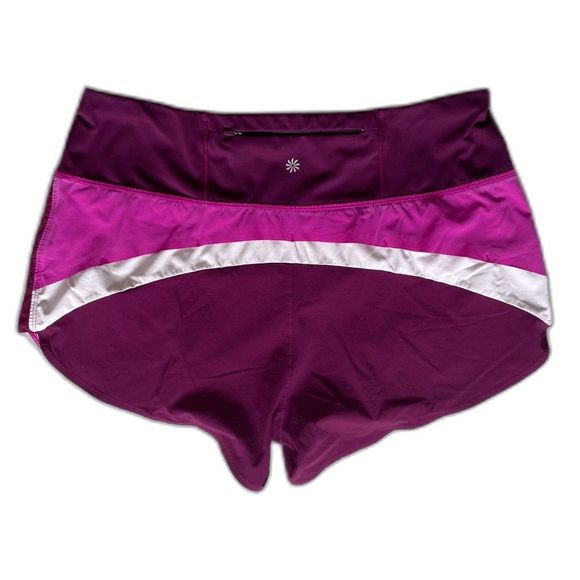 Athleta Women's Running Free Colorblock Lined Running Shorts Maroon/Magenta Sz M - Picture 1 of 5